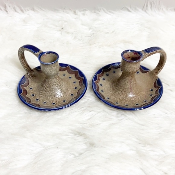 Vintage Merkelbach Glazed Pottery Candle holder set